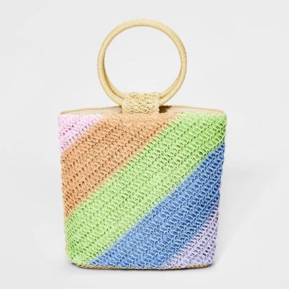 Target Handbags - 🍭 NWOT COLORFUL ECO FRIENDLY STRAW TOTE PURSE BEACH BAG